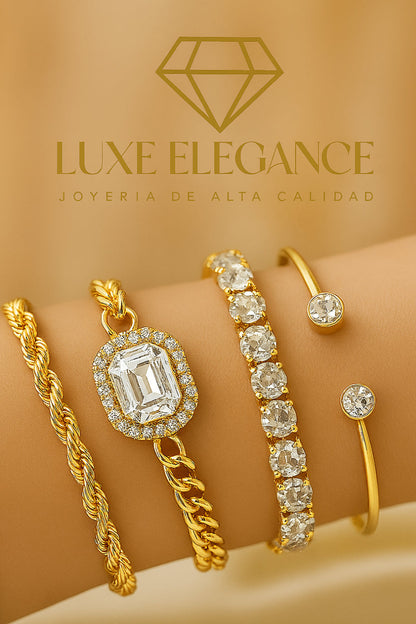Luxe Bracelet - 4 Brazaletes cristales de diamante